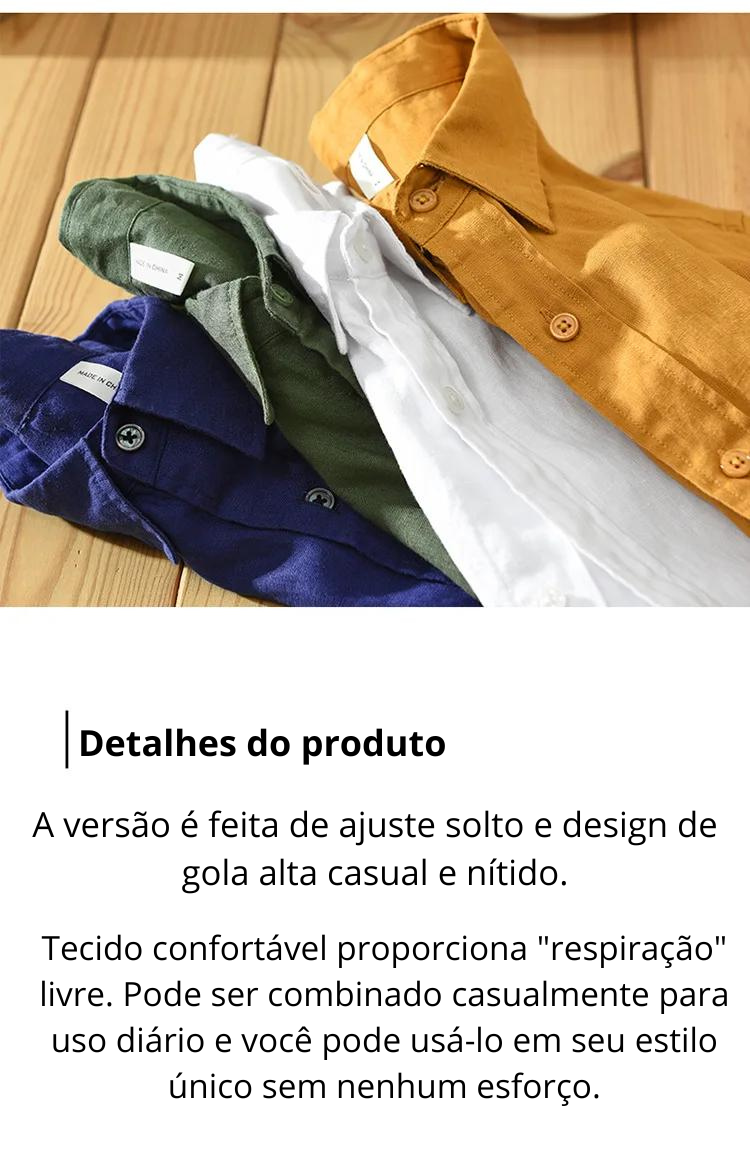 Camisa Haze masculina Linho de manga curta Casual Solta Respirável Pano de Cânhamo Camisa Top