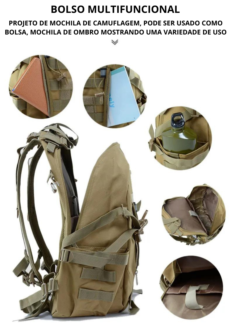 Tático Mochila militar,Sacos de Viagem, Molle, Escalada Mochila, Caminhada, Outdoor, Reflexivo Bolsa de Ombro, Exército, Viagem, 40L