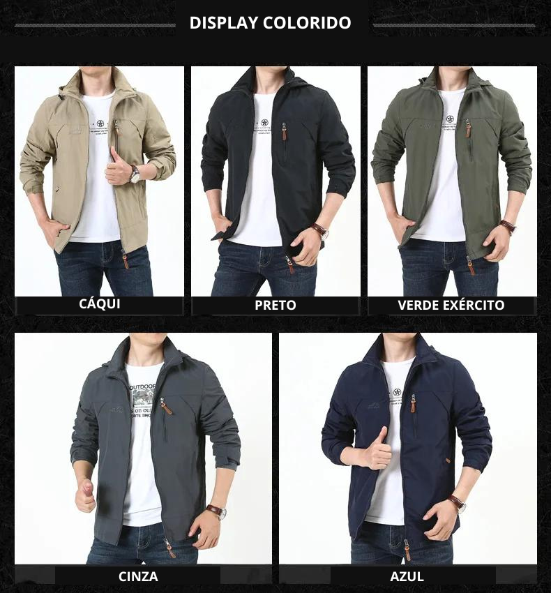 Jaqueta militar tática de caça Gorpcore masculina, quebra-vento impermeável casual, casaco masculino com bolso, roupas de trabalho, outono