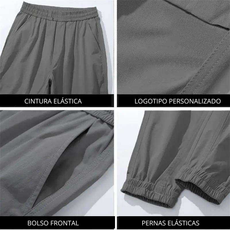 Calças elásticas para esportes ao ar livre para homens, calças cargo, moletom de jogging, slim fit, roupas casuais monocromáticas, cintura, novo