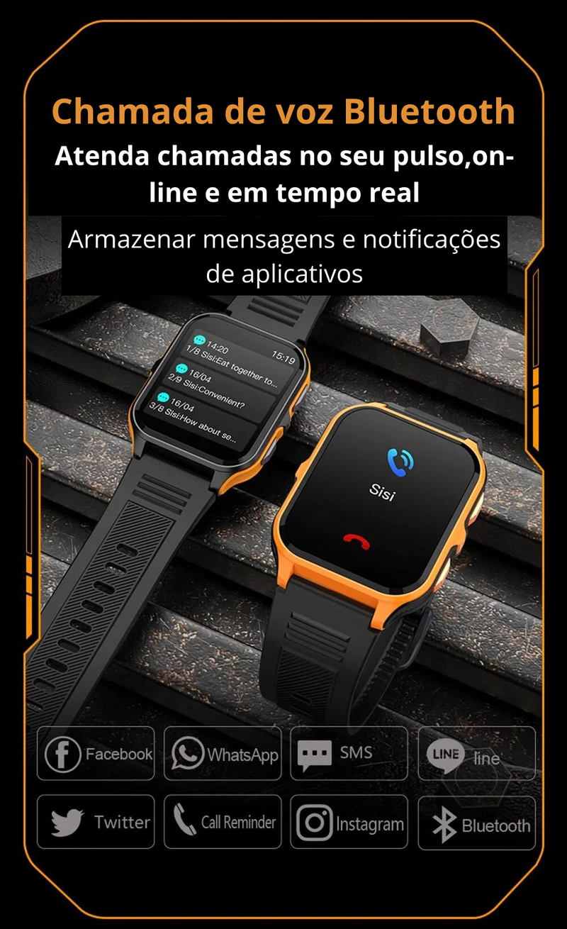 Relógio SportWatch Pro inteligente para homens, chamada bluetooth, smartwatch para xiaomi, android, ios, ip68 relógio de fitness impermeável, 1.9"