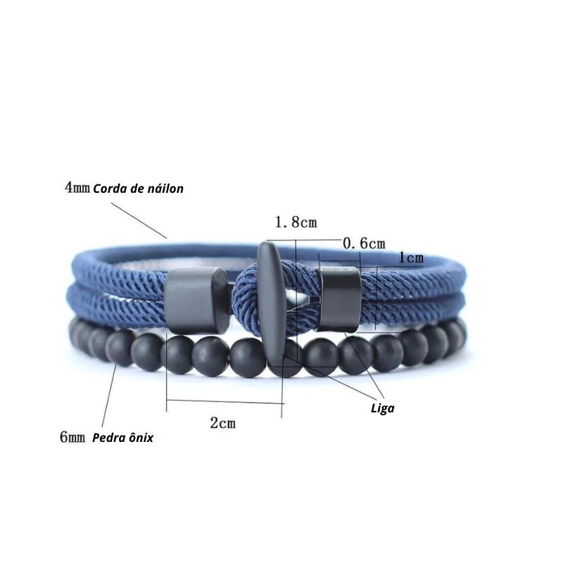 Pulseira Rústica Pedra Frisada Homens 4mm Pulseira Corda Masculina Pirata Acessórios Presente