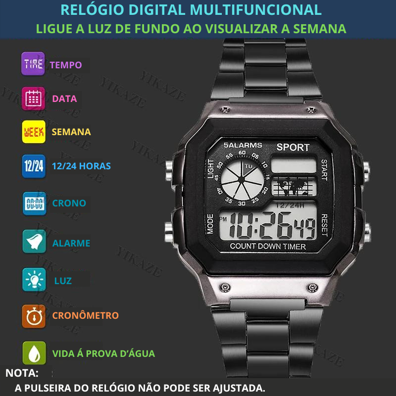 Relógio CrossFit militar digital para homens