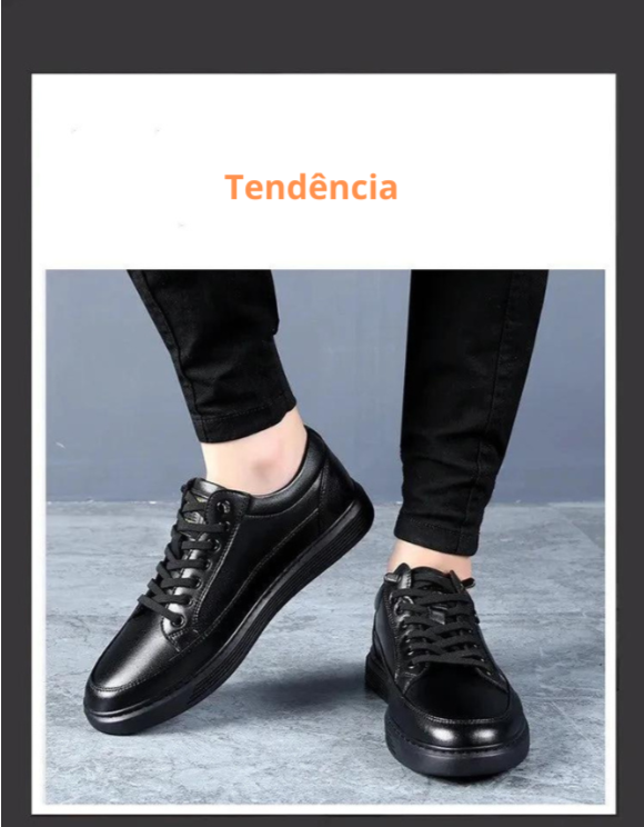 Sapatos casuais de couro genuíno para homens, Sapatos respiráveis, Calçado Masculino