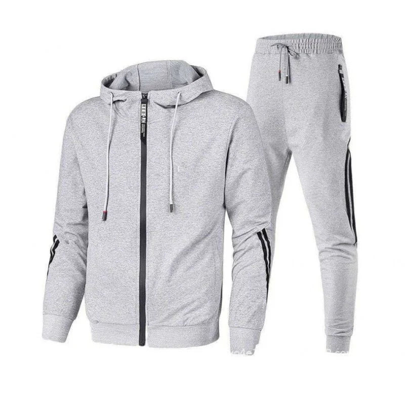 Conjunto de treino para homens, hoodies cor sólida e moletom de cordão, ajuste solto, lazer sportswear, inverno