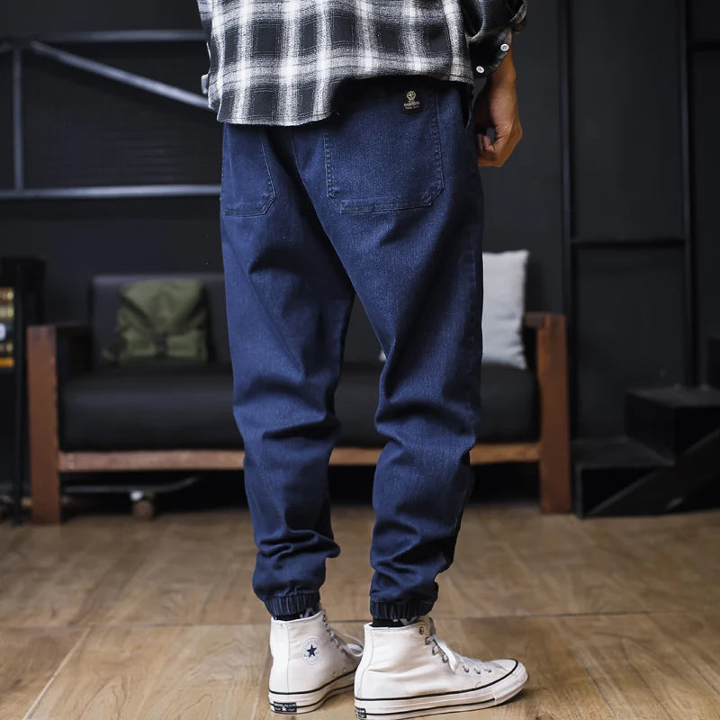 Calça Jeans masculino, corredores soltos, calças de carga alta qualidade