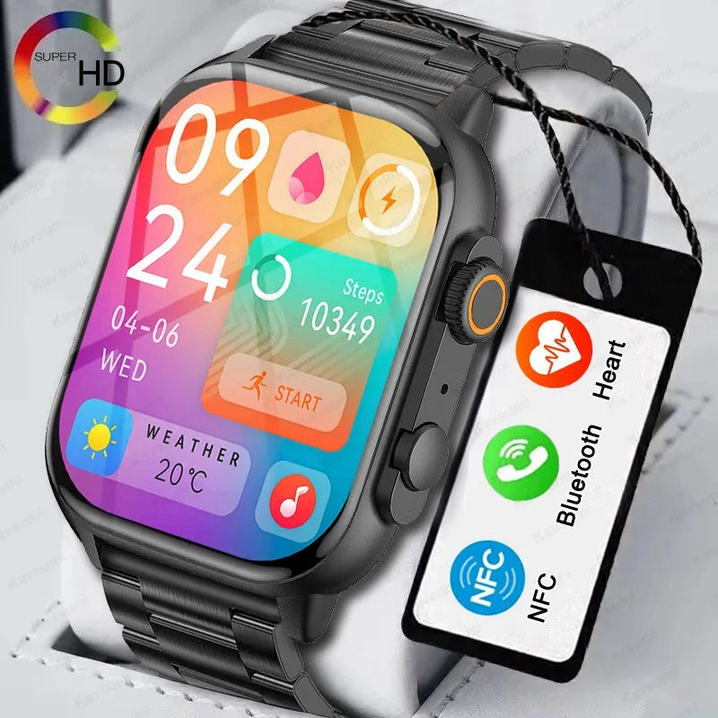 Relógio Inteligente novo lançamento para Homens,Chamada Bluetooth, Ultra Série 8, NFC Smartwatch, IOS, Android, Tela AMOLED 2.0 ", Esporte, Novo