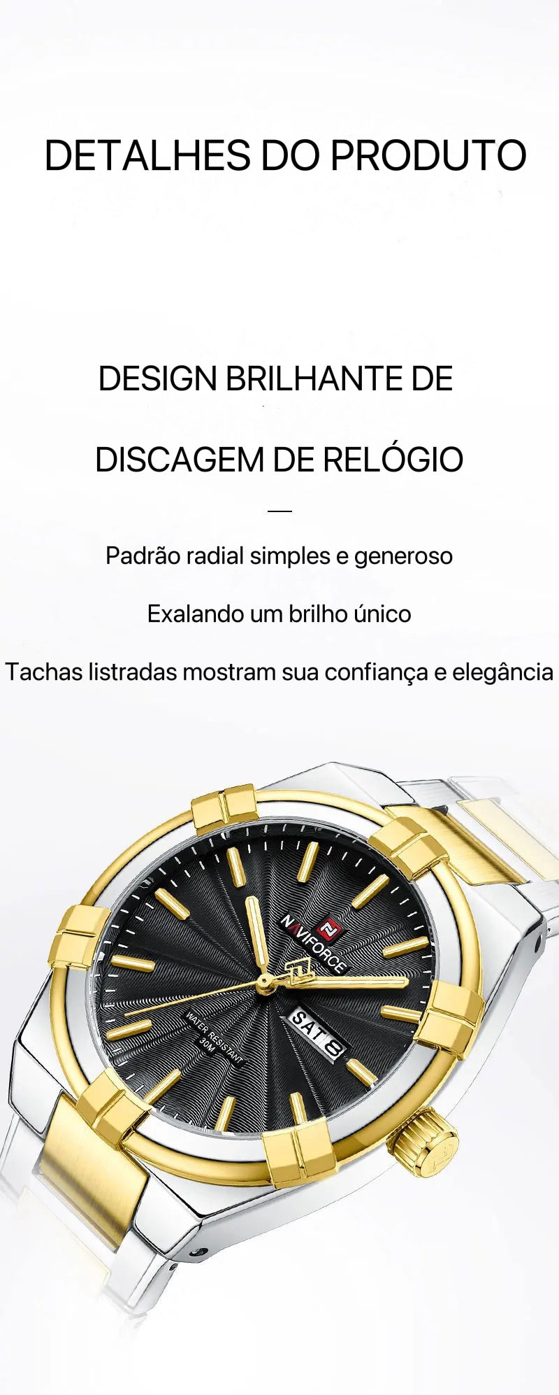 Relógio Moonphase clássico de pulso casual de aço inoxidável impermeável masculino, relógios quartzo originais, design de moda