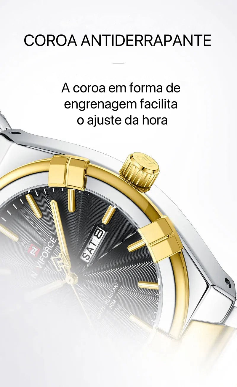 Relógio Moonphase clássico de pulso casual de aço inoxidável impermeável masculino, relógios quartzo originais, design de moda