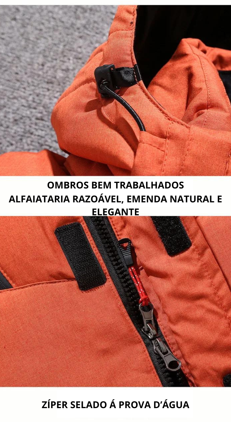 Jaqueta Duarte com capuz de pato branco masculino, casaco grosso quente, sobretudo masculino casual, parka térmica, inverno de alta qualidade