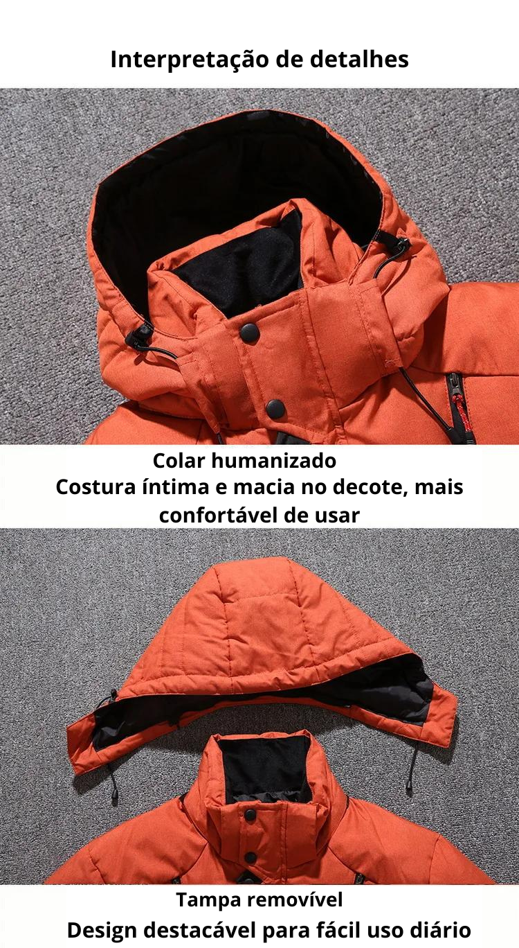 Jaqueta Duarte com capuz de pato branco masculino, casaco grosso quente, sobretudo masculino casual, parka térmica, inverno de alta qualidade