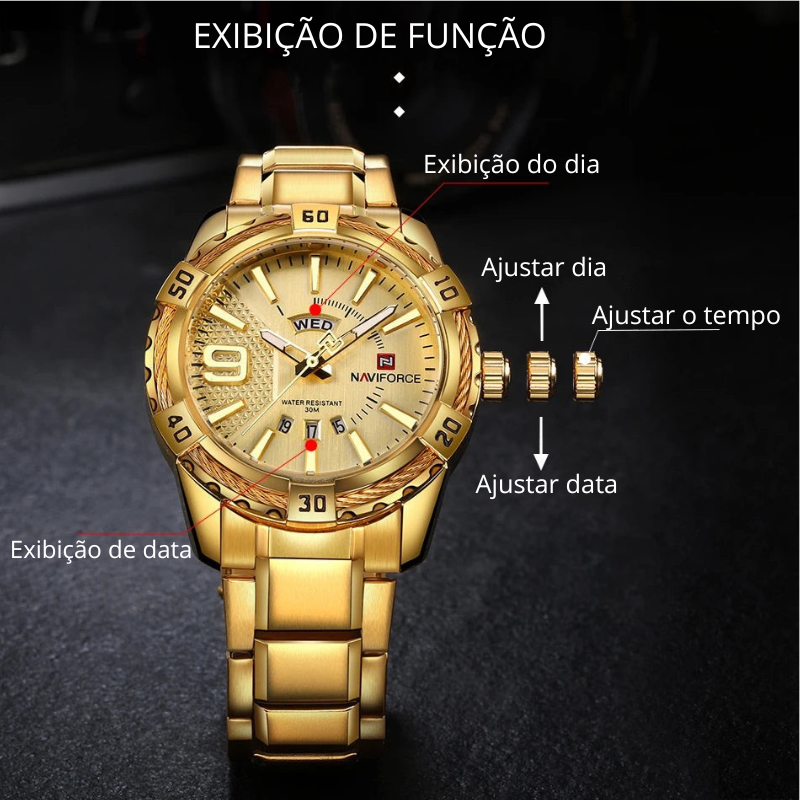 Relógio Moonphase marca de luxo relógio de pulso masculino original moda quartzo clássico relógios para homem à prova d'água aço banda relógio homem