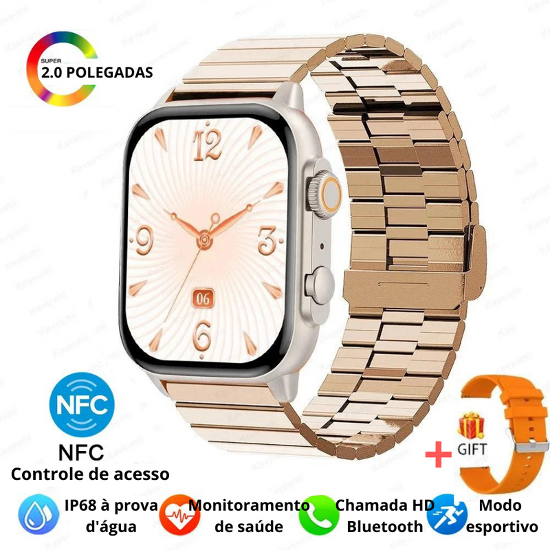 Relógio Inteligente novo lançamento para Homens,Chamada Bluetooth, Ultra Série 8, NFC Smartwatch, IOS, Android, Tela AMOLED 2.0 ", Esporte, Novo