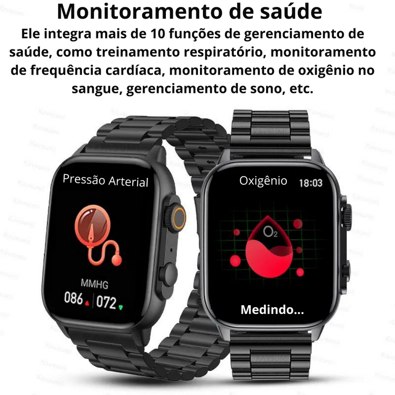 Relógio Inteligente novo lançamento para Homens,Chamada Bluetooth, Ultra Série 8, NFC Smartwatch, IOS, Android, Tela AMOLED 2.0 ", Esporte, Novo