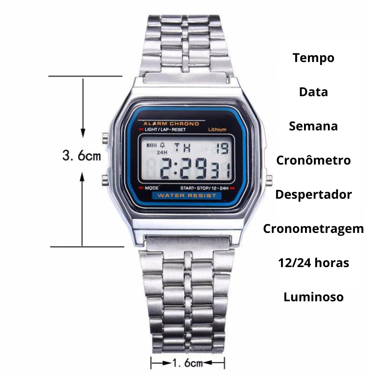 Relógio digital original impermeável para homens, relógio de pulso esportivo, relógio de pulseira, ouro eletrônico, led, 2024