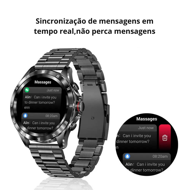 Relógio Adventurer para homens,impermeável,Relógio inteligente Bluetooth,Atender chamada,Termômetro, Esporte.