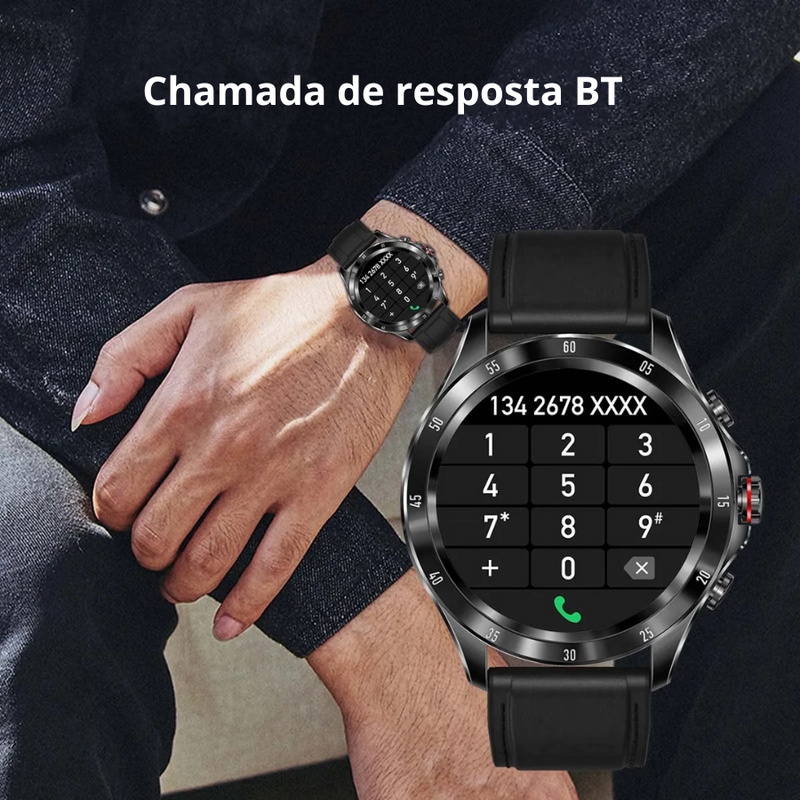 Relógio Adventurer para homens,impermeável,Relógio inteligente Bluetooth,Atender chamada,Termômetro, Esporte.