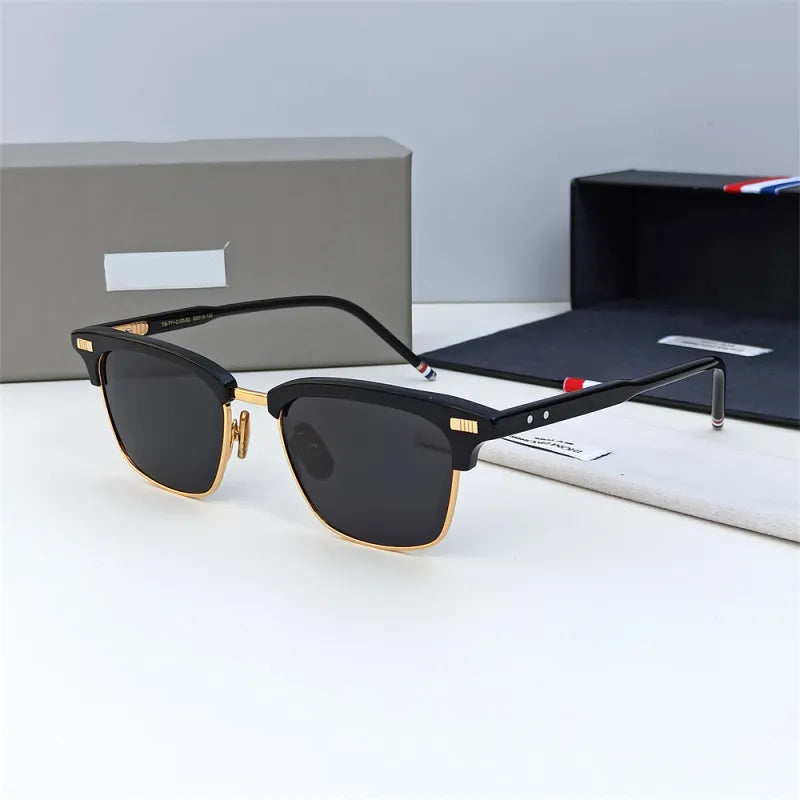 Óculos de sol polarizado para homens,liga acetato quadrado, UV400, óculos de condução ao ar livre, Design Sombra.