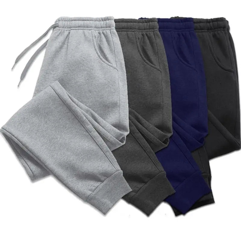 Moletom casual de lã masculino, calça de jogging longa, calça esportiva macia, outono e inverno, 5 cores