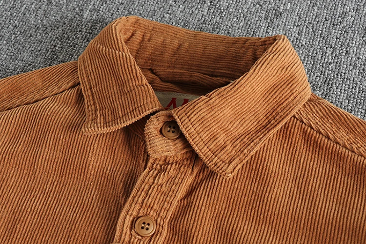 Vintage lavado veludo de manga comprida camisa masculina simples e solto-encaixe inverno grosso-estilo camisa casaco