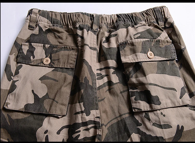 Calções de carga homens verão casual algodão multi bolsos calças curtas cortadas calças militares camuflagem shorts moda