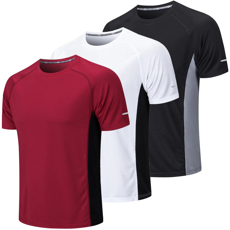 3 Pacote Camisas,casual Homens Esporte Fitness Tops Homens Respirável T-Shirt