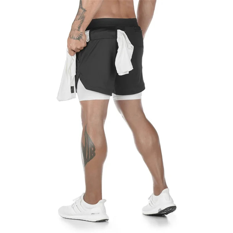 Bermuda de Compressão Anime masculino, Roupa Desportiva de Ginásio, 2 em 1, Treino, Fitness, Desporto, Verão