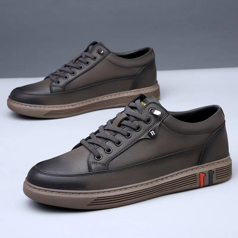 Sapatos casuais de couro genuíno para homens, Sapatos respiráveis, Calçado Masculino