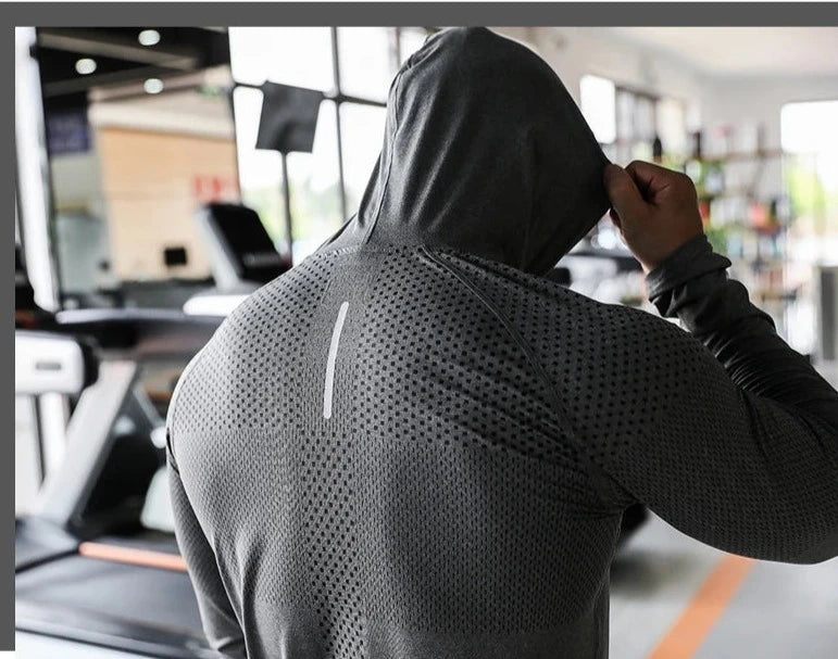 Camisa de treino masculino, Sport, Tops com capuz, Camisas de treino academia, ao ar livre alta qualidade