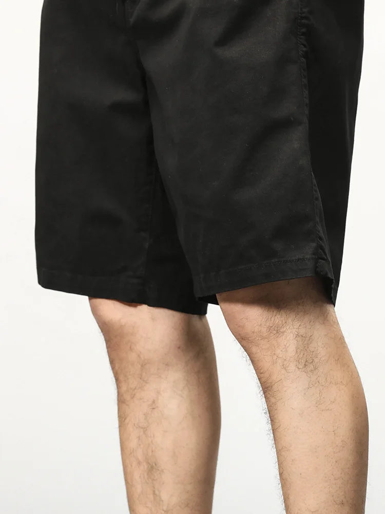 Shorts masculinos casuais de algodão com cordão, shorts de carga retos, calça curta de bermuda solta,  verão