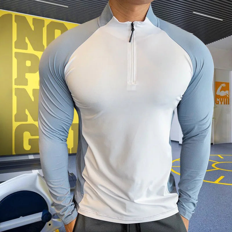 Men's Fitness camiseta treino, Compressão para Corrida, Futebol, Colarinho alto, roupa de esporteTops