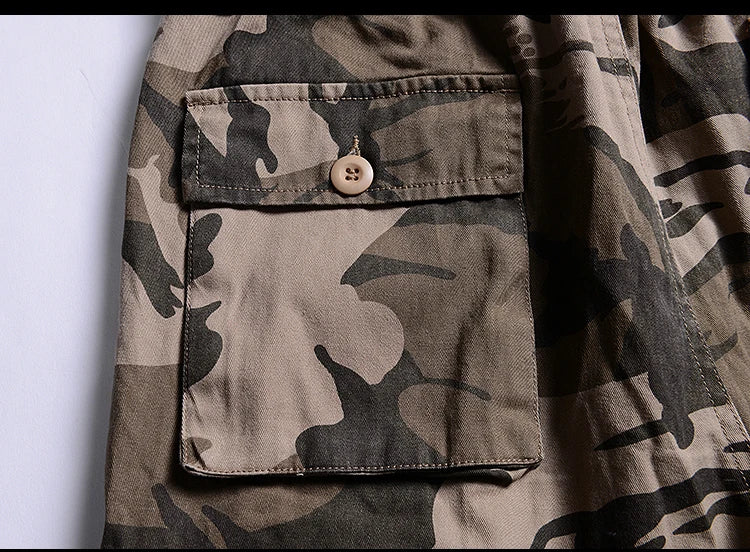 Calções de carga homens verão casual algodão multi bolsos calças curtas cortadas calças militares camuflagem shorts moda