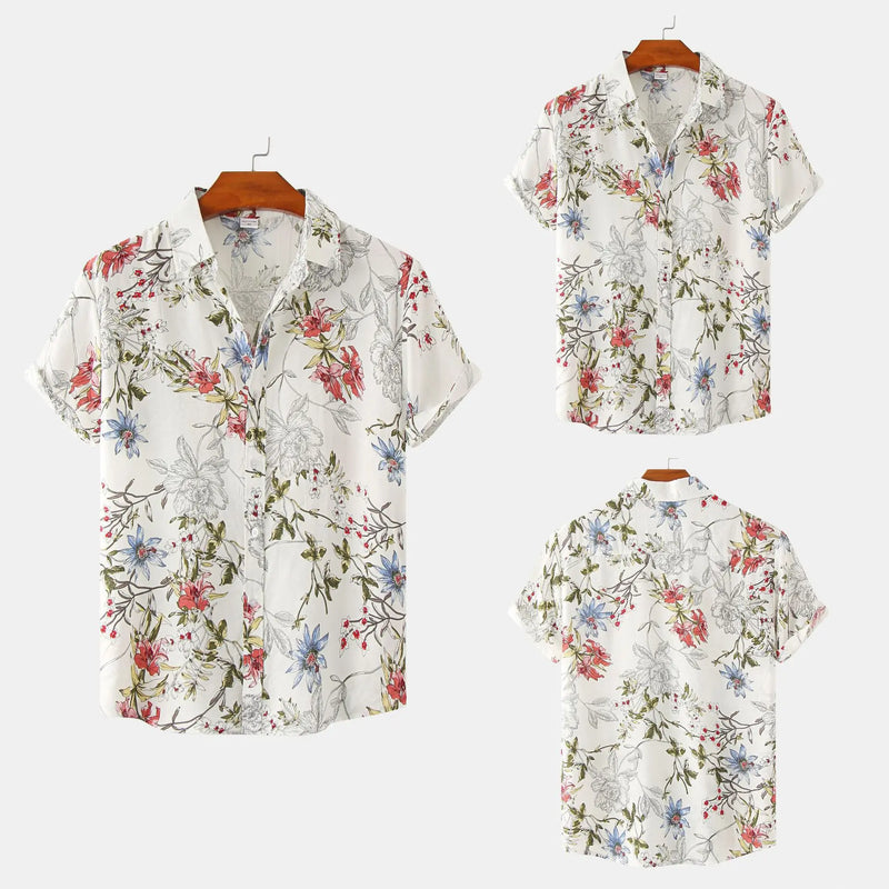 Camisas Riviera novo floral masculino casual camisas de manga curta camisas florais para homem