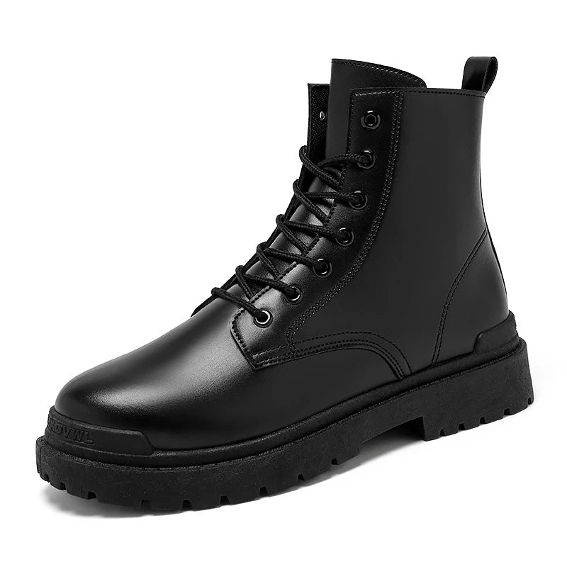 Bota de couro de masculina, botas curtas com renda,de motociclista sapatos de trabalho para jovens,alta qualidade.