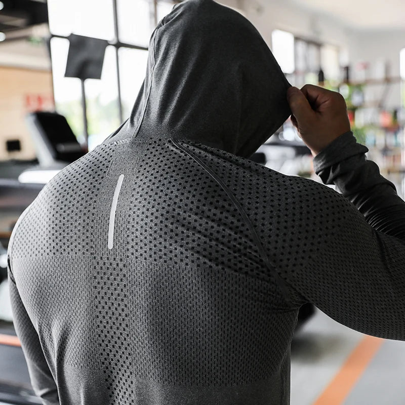 Camisa de treino masculino, Sport, Tops com capuz, Camisas de treino academia, ao ar livre alta qualidade