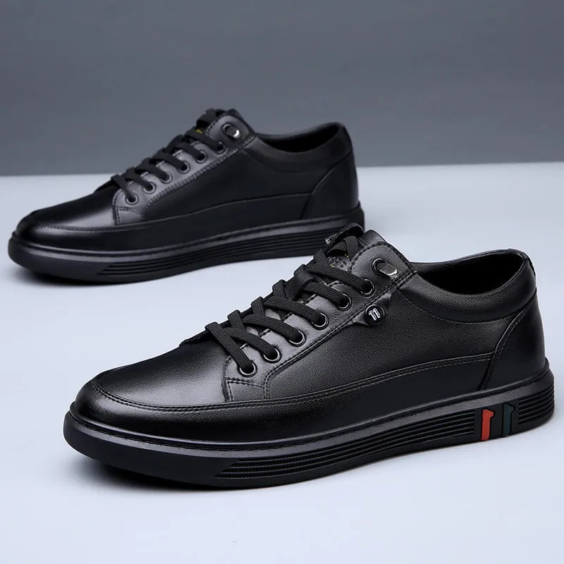 Sapatos casuais de couro genuíno para homens, Sapatos respiráveis, Calçado Masculino