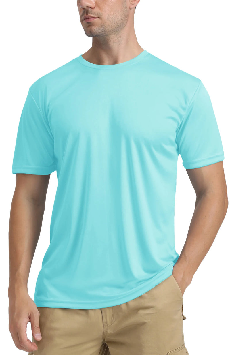 Camisas de desempenho de proteção solar masculina,casual verão suave dos homens anti-uv pele ginásio esportes.