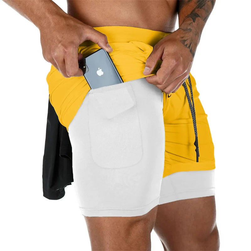 Bermuda de Compressão Anime masculino, Roupa Desportiva de Ginásio, 2 em 1, Treino, Fitness, Desporto, Verão