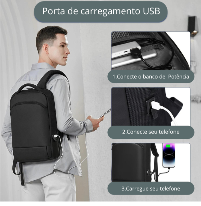 Mochila  Impermeável para Homens, Bolsa de Ombro Leve Notebook, Bolsa de Negócios, Moda, Clássico, Viagem, Moto, Motociclista, 15,6"