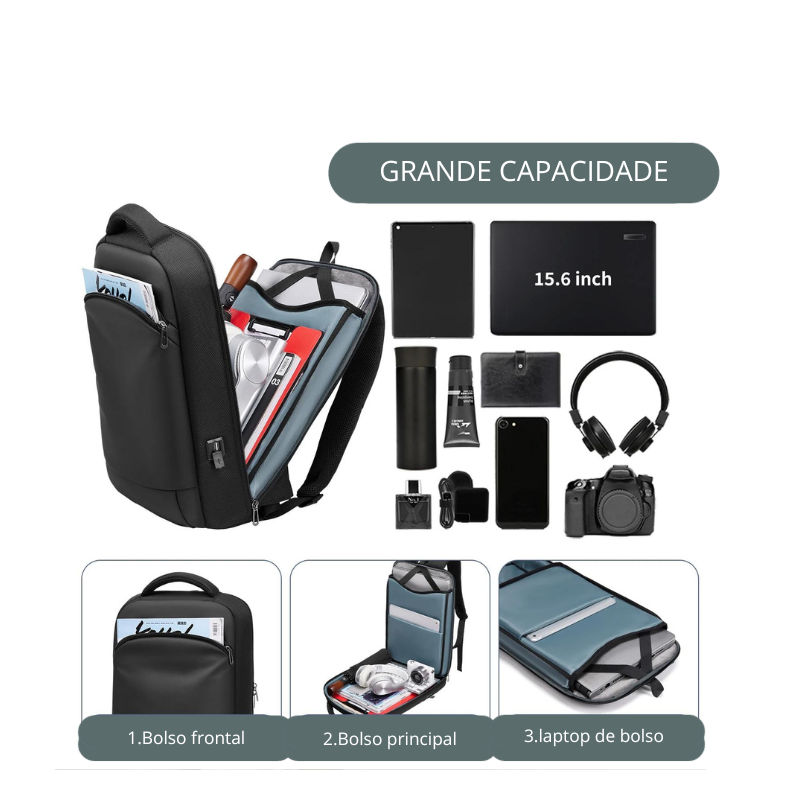 Mochila  Impermeável para Homens, Bolsa de Ombro Leve Notebook, Bolsa de Negócios, Moda, Clássico, Viagem, Moto, Motociclista, 15,6"