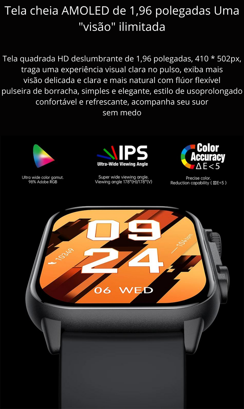 Relógio Inteligente novo lançamento para Homens,Chamada Bluetooth, Ultra Série 8, NFC Smartwatch, IOS, Android, Tela AMOLED 2.0 ", Esporte, Novo